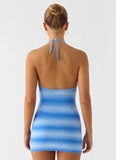 Tini Knit Halter Mini Dress Cerulean