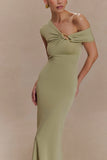 Ashford Asymmetrical Slinky Maxi Dress Sage