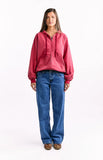 Tate Washed Red Oversized Hooded Jacket