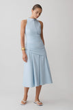 Emily Wrapped Waist Midi Dress Sky Blue