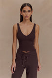 Natalya Ribbed Knit Cami Top Dark Chocolate