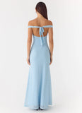 Like Me Now Maxi Dress Blue Mocha Dot