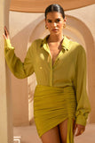 Zinna Green Plunge Neck Shirt