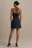 Ember Navy Pinstripe Square Neck Mini Dress