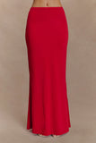 Bruna Slinky Fishtail Maxi Skirt Red