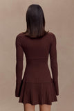 Adena Pointelle Knit Mini Dress Chocolate