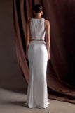 Khloe Satin Fishtail Maxi Skirt White