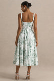 Lissa Green Porcelain Print Square Neck Midi Dress