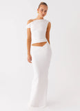 Galantis One Shoulder Maxi Dress White