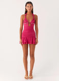 Payback Shell Trim Mini Dress Fuchsia