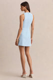 Raya Powder Blue Plunge Neck Mini Dress