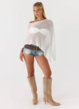 Yas Knit Cape Off White