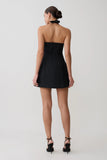 Ella Bow Detail Halter Mini Dress Black
