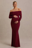 Odessa Berry Bardot Neck Maternity Maxi Dress