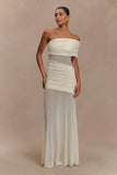 Dallas One Shoulder Mesh Maxi Dress Ivory