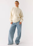 Davy Knit Zip Jacket Ivory