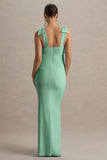 Sheen Light Green Sweetheart Bow Strap Maternity Maxi Dress
