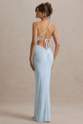Dressing Up Powder Blue One Shoulder Maxi Dress With Open Back Detail