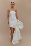 Franka Strapless Bow Mini Dress White