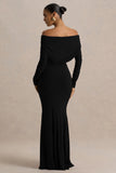 Cilla Black Bardot Neck Maxi Dress With Ruched Detailing