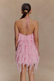Marigold Ruffle Halter Mini Dress Powder Pink