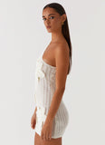 Afterglow One Shoulder Crochet Mini Dress Ivory