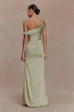 Dalia Off Shoulder Satin Maxi Dress Sage