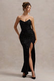Adalee Black Sequin Strapless Maxi Dress