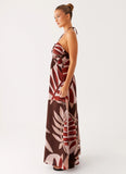Ramona Linen Maxi Dress Cinnamon Palm