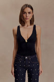 Spencer Slinky Top with Hardware Black