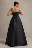 Universe Black Bandeau Puff Skirt Split Maxi Dress