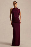 Umaira Burgundy High Neck Maxi Dress