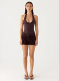 Set The Scene Halter Bodysuit Chocolate