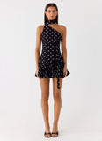 Belina Scarf Mini Dress Black Polkadot