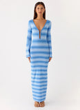 Late Night Calls Knit Maxi Dress Cerulean