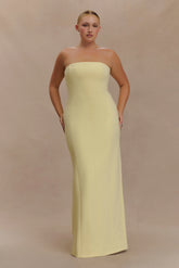 Kalila Strapless Crepe Maxi Dress Lemon