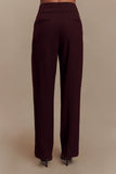 Penelope Pleated High Waisted Pants Mahogany