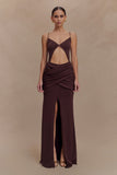 Reama Wrap Over Knit Maxi Dress Chocolate