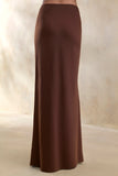 Elaria Brown Satin Maxi Skirt