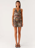 Wineweather Cowl Mini Dress Vintage Blossom