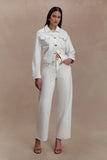Kirra Cinched Denim Jacket White