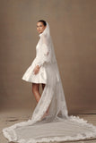 Paulette Lace Trim Veil White
