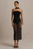 Tamala Black High Neck Midi Dress With Lace Skirt