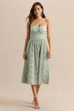 Gloriana Sage Lace Sweetheart Neck Midi Dress