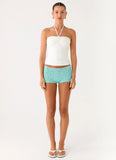 Idalia Beaded Crochet Shorts Blue