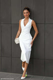 Yanina Cotton Halter Midi Dress White