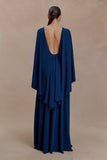 Emory Jersey Cape Maxi Dress Navy