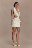 Jaylene Floral Crochet Mini Dress White