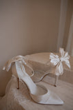 Charmed Satin Bow Heel White