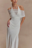 Gabrielle Slinky And Mesh Maxi Dress White